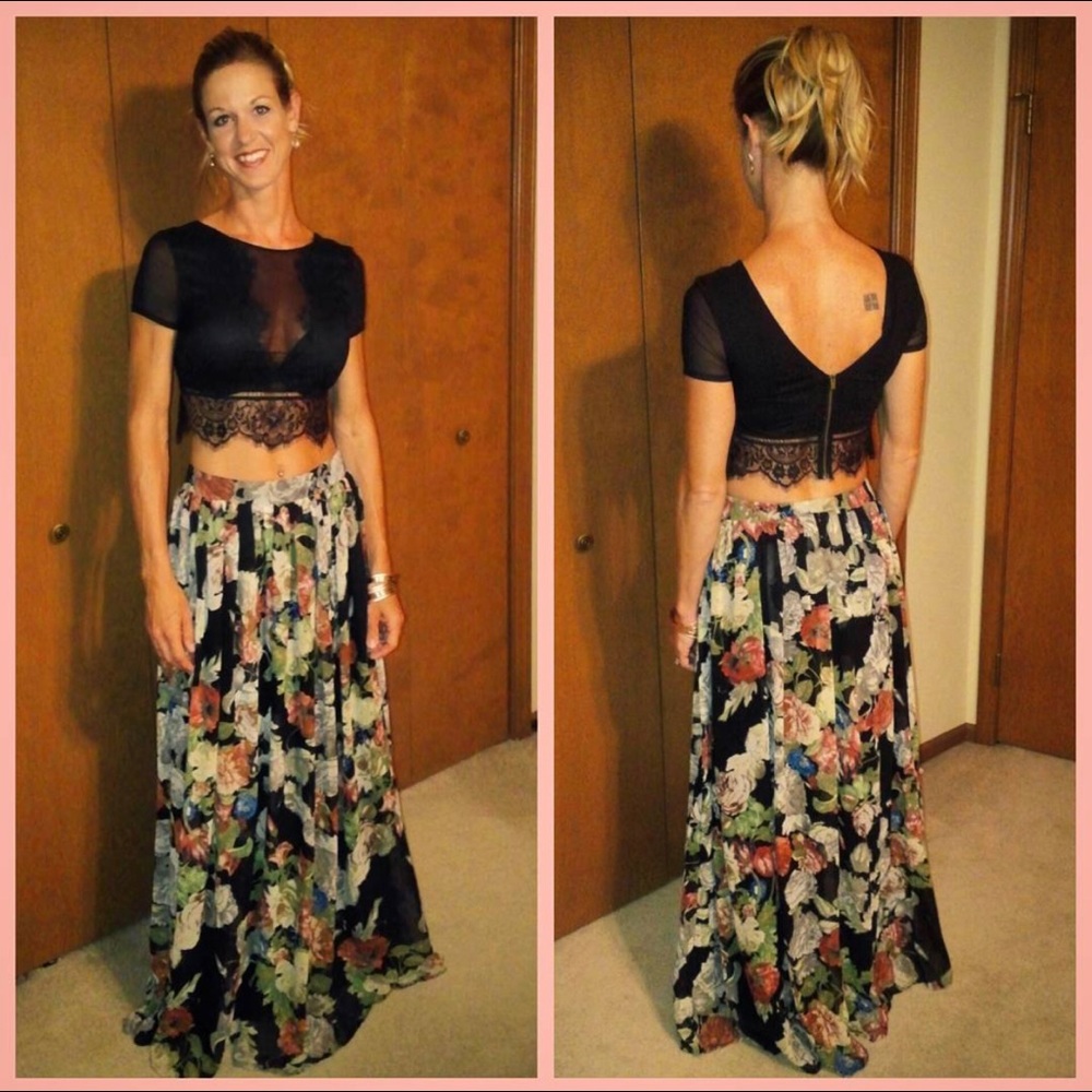 Black floral skirt